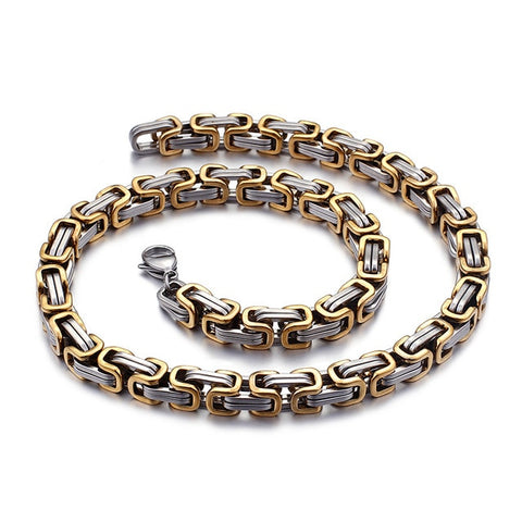 6/8mm Width Royal Box Chain Stainless Steel Necklace