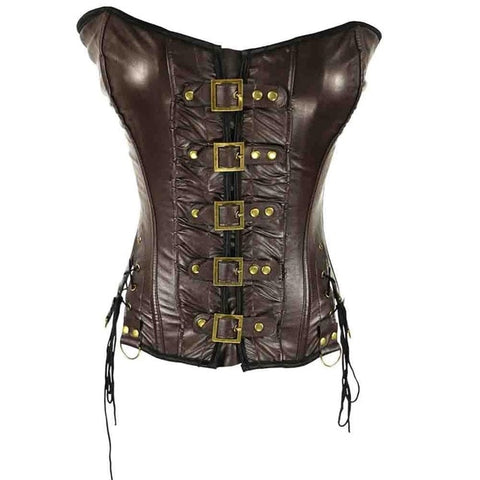 Steampunk gothic halterneck leather corset